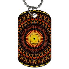 Spiral Pattern Circle Neon Psychedelic Illustration Design Symmetry Shape Mandala Dog Tag (one Side) by Vaneshart