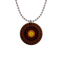 Spiral Pattern Circle Neon Psychedelic Illustration Design Symmetry Shape Mandala 1  Button Necklace by Vaneshart