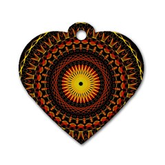 Spiral Pattern Circle Neon Psychedelic Illustration Design Symmetry Shape Mandala Dog Tag Heart (one Side) by Vaneshart