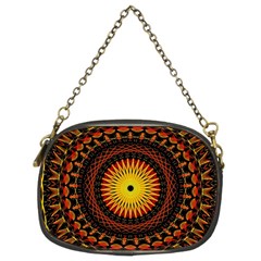 Spiral Pattern Circle Neon Psychedelic Illustration Design Symmetry Shape Mandala Chain Purse (two Sides)