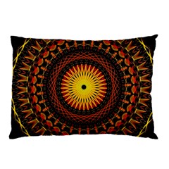 Spiral Pattern Circle Neon Psychedelic Illustration Design Symmetry Shape Mandala Pillow Case by Vaneshart