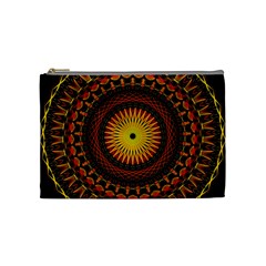 Spiral Pattern Circle Neon Psychedelic Illustration Design Symmetry Shape Mandala Cosmetic Bag (medium) by Vaneshart