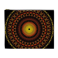 Spiral Pattern Circle Neon Psychedelic Illustration Design Symmetry Shape Mandala Cosmetic Bag (xl) by Vaneshart