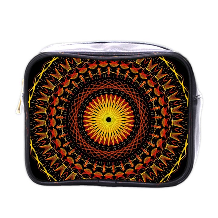 Spiral Pattern Circle Neon Psychedelic Illustration Design Symmetry Shape Mandala Mini Toiletries Bag (One Side)