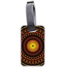 Spiral Pattern Circle Neon Psychedelic Illustration Design Symmetry Shape Mandala Luggage Tag (two Sides) by Vaneshart