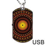 Spiral Pattern Circle Neon Psychedelic Illustration Design Symmetry Shape Mandala Dog Tag USB Flash (One Side) Front