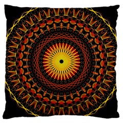 Spiral Pattern Circle Neon Psychedelic Illustration Design Symmetry Shape Mandala Large Cushion Case (two Sides) by Vaneshart