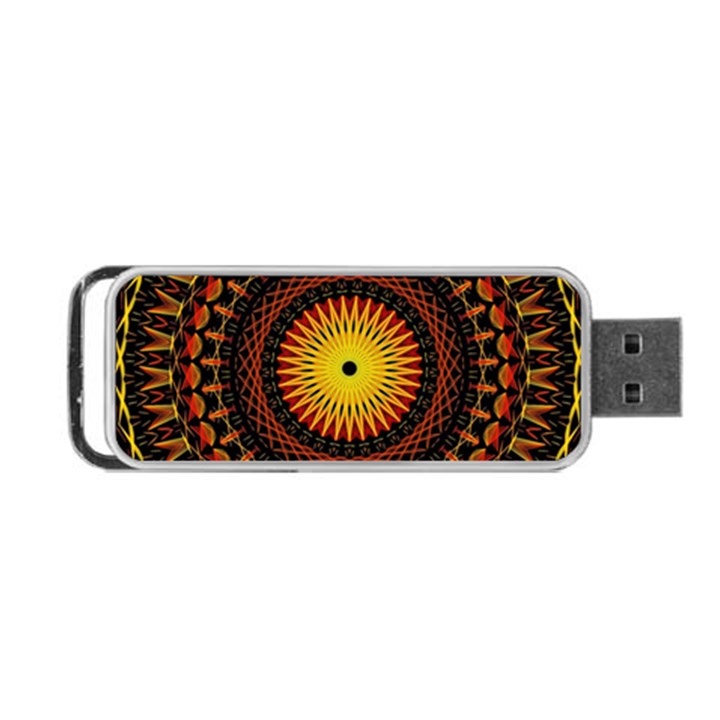 Spiral Pattern Circle Neon Psychedelic Illustration Design Symmetry Shape Mandala Portable USB Flash (One Side)