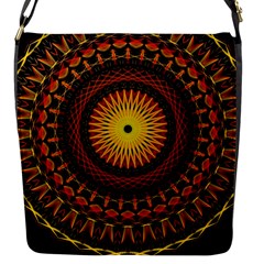 Spiral Pattern Circle Neon Psychedelic Illustration Design Symmetry Shape Mandala Flap Closure Messenger Bag (s) by Vaneshart