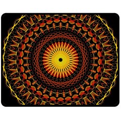 Spiral Pattern Circle Neon Psychedelic Illustration Design Symmetry Shape Mandala Double Sided Fleece Blanket (medium)  by Vaneshart