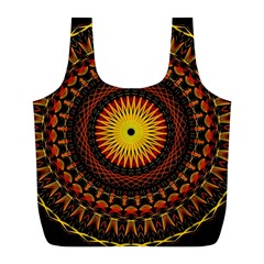 Spiral Pattern Circle Neon Psychedelic Illustration Design Symmetry Shape Mandala Full Print Recycle Bag (l)