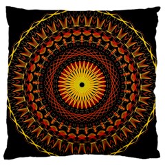 Spiral Pattern Circle Neon Psychedelic Illustration Design Symmetry Shape Mandala Large Flano Cushion Case (two Sides) by Vaneshart