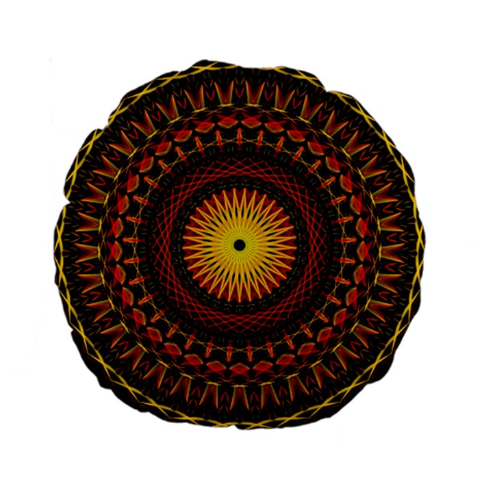 Spiral Pattern Circle Neon Psychedelic Illustration Design Symmetry Shape Mandala Standard 15  Premium Flano Round Cushions