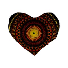 Spiral Pattern Circle Neon Psychedelic Illustration Design Symmetry Shape Mandala Standard 16  Premium Flano Heart Shape Cushions by Vaneshart