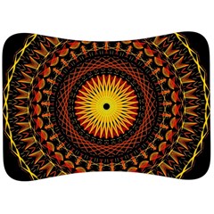 Spiral Pattern Circle Neon Psychedelic Illustration Design Symmetry Shape Mandala Velour Seat Head Rest Cushion by Vaneshart