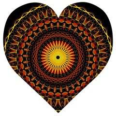 Spiral Pattern Circle Neon Psychedelic Illustration Design Symmetry Shape Mandala Wooden Puzzle Heart by Vaneshart