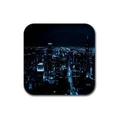 Building Night City Rubber Square Coaster (4 Pack)  by Vaneshart