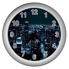 Building Night City Wall Clock (silver) by Vaneshart