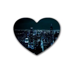 Building Night City Rubber Coaster (heart)  by Vaneshart