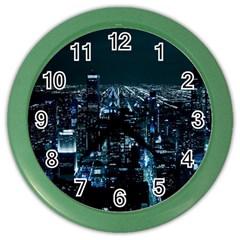 Building Night City Color Wall Clock by Vaneshart