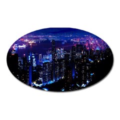 Night City Dark Oval Magnet by Vaneshart