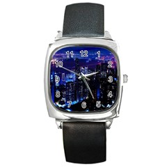 Night City Dark Square Metal Watch by Vaneshart