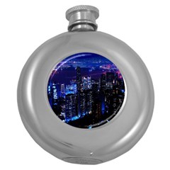 Night City Dark Round Hip Flask (5 Oz) by Vaneshart