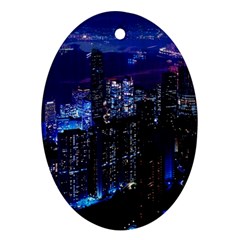 Night City Dark Oval Ornament (two Sides) by Vaneshart