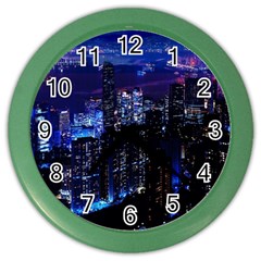 Night City Dark Color Wall Clock by Vaneshart