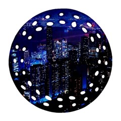 Night City Dark Ornament (round Filigree) by Vaneshart