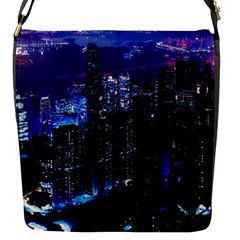 Night City Dark Flap Closure Messenger Bag (s) by Vaneshart