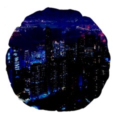 Night City Dark Large 18  Premium Flano Round Cushions by Vaneshart