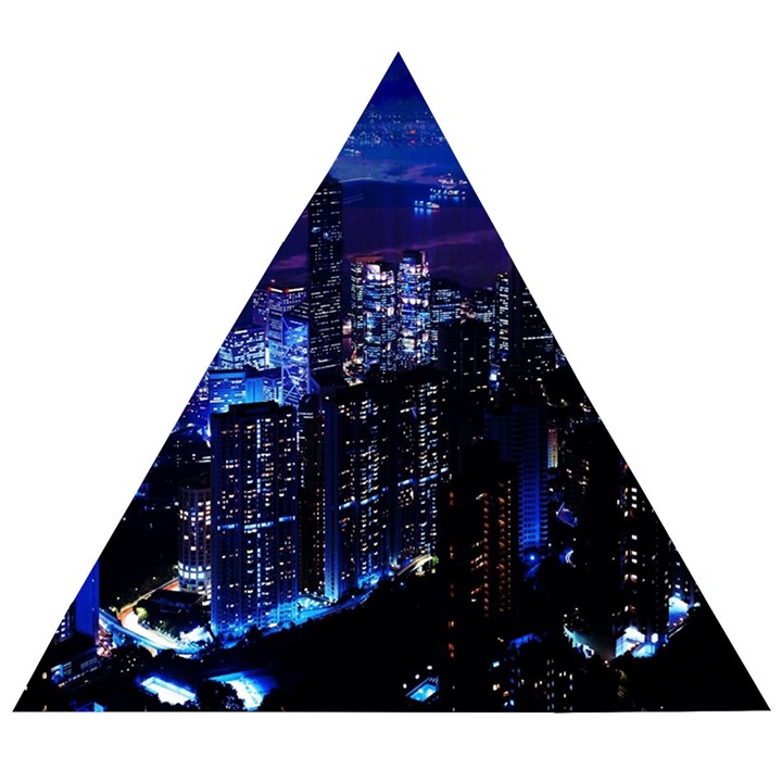 Night City Dark Wooden Puzzle Triangle