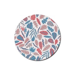 Leaves Art Pattern Rubber Round Coaster (4 Pack)  by Vaneshart