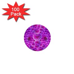 Nature Blossom Plant Flower Purple Petal Bloom Pattern Pollen Pink Flora Flowers Dahlia Design Beaut 1  Mini Buttons (100 Pack)  by Vaneshart