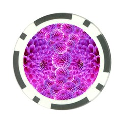 Nature Blossom Plant Flower Purple Petal Bloom Pattern Pollen Pink Flora Flowers Dahlia Design Beaut Poker Chip Card Guard by Vaneshart