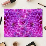 Nature Blossom Plant Flower Purple Petal Bloom Pattern Pollen Pink Flora Flowers Dahlia Design Beaut Cosmetic Bag (XL) Back