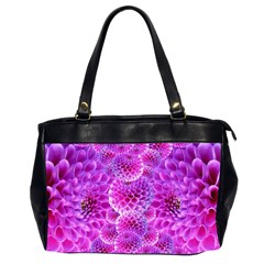 Nature Blossom Plant Flower Purple Petal Bloom Pattern Pollen Pink Flora Flowers Dahlia Design Beaut Oversize Office Handbag (2 Sides) by Vaneshart