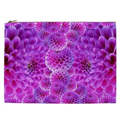 Nature Blossom Plant Flower Purple Petal Bloom Pattern Pollen Pink Flora Flowers Dahlia Design Beaut Cosmetic Bag (xxl) by Vaneshart