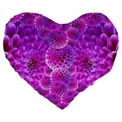 Nature Blossom Plant Flower Purple Petal Bloom Pattern Pollen Pink Flora Flowers Dahlia Design Beaut Large 19  Premium Heart Shape Cushions by Vaneshart