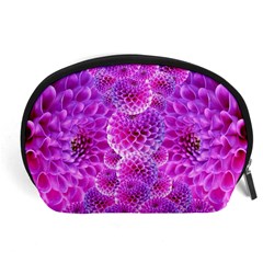 Nature Blossom Plant Flower Purple Petal Bloom Pattern Pollen Pink Flora Flowers Dahlia Design Beaut Accessory Pouch (large) by Vaneshart