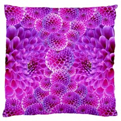 Nature Blossom Plant Flower Purple Petal Bloom Pattern Pollen Pink Flora Flowers Dahlia Design Beaut Large Flano Cushion Case (one Side) by Vaneshart