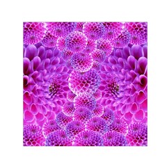 Nature Blossom Plant Flower Purple Petal Bloom Pattern Pollen Pink Flora Flowers Dahlia Design Beaut Small Satin Scarf (square) by Vaneshart