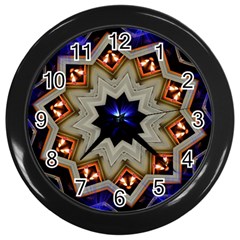 Light Abstract Structure Star Pattern Toy Circle Christmas Decoration Background Design Symmetry Wall Clock (black) by Vaneshart