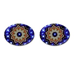 Light Abstract Structure Star Pattern Toy Circle Christmas Decoration Background Design Symmetry Cufflinks (oval) by Vaneshart