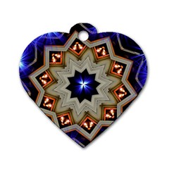 Light Abstract Structure Star Pattern Toy Circle Christmas Decoration Background Design Symmetry Dog Tag Heart (two Sides) by Vaneshart