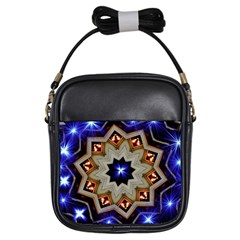 Light Abstract Structure Star Pattern Toy Circle Christmas Decoration Background Design Symmetry Girls Sling Bag by Vaneshart