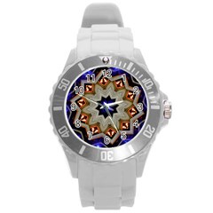 Light Abstract Structure Star Pattern Toy Circle Christmas Decoration Background Design Symmetry Round Plastic Sport Watch (l) by Vaneshart