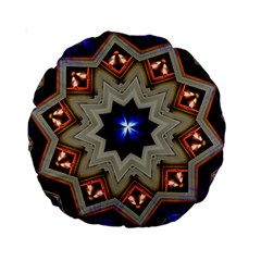 Light Abstract Structure Star Pattern Toy Circle Christmas Decoration Background Design Symmetry Standard 15  Premium Round Cushions