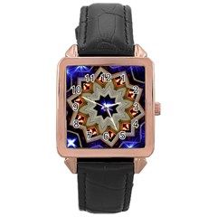 Light Abstract Structure Star Pattern Toy Circle Christmas Decoration Background Design Symmetry Rose Gold Leather Watch  by Vaneshart